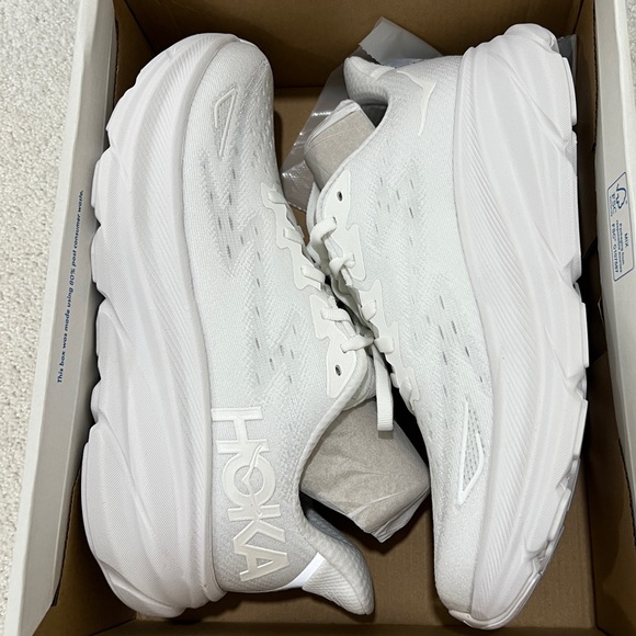 HOKA Clifton 9 White Running Shoes - Picture 3 of 6